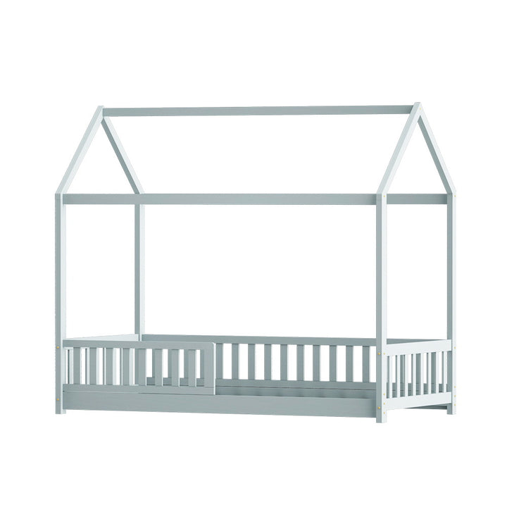 P&F KidZee Wooden Bed Frame House Shape Base Single Size Platform Grey