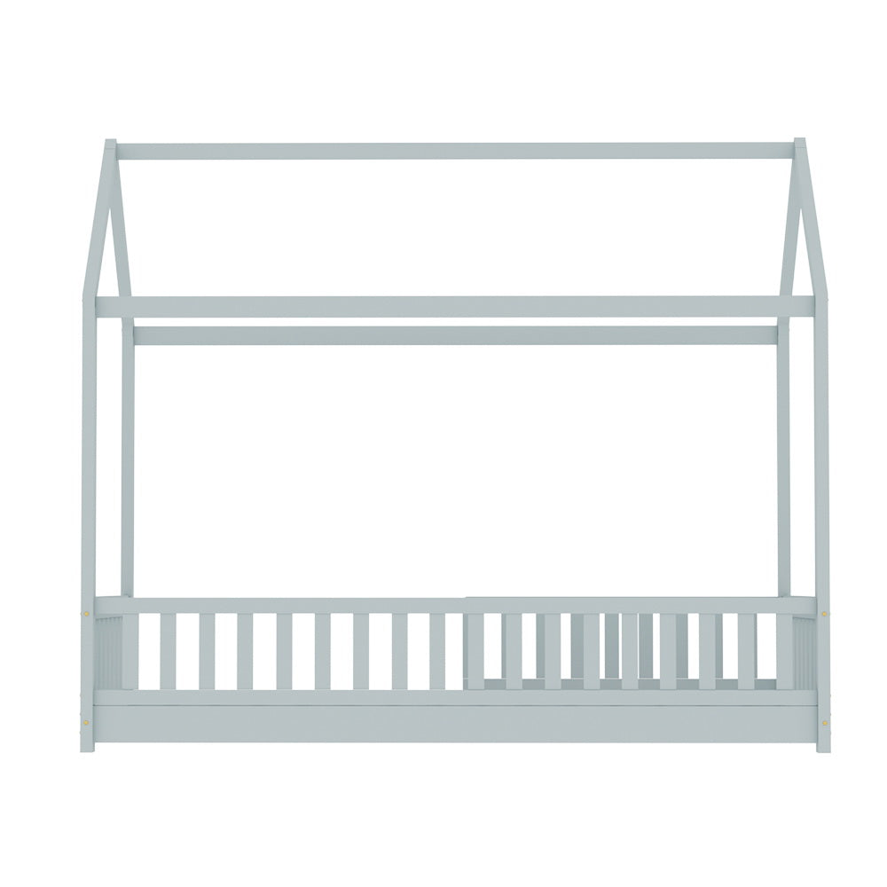 P&F KidZee Wooden Bed Frame House Shape Base Single Size Platform Grey