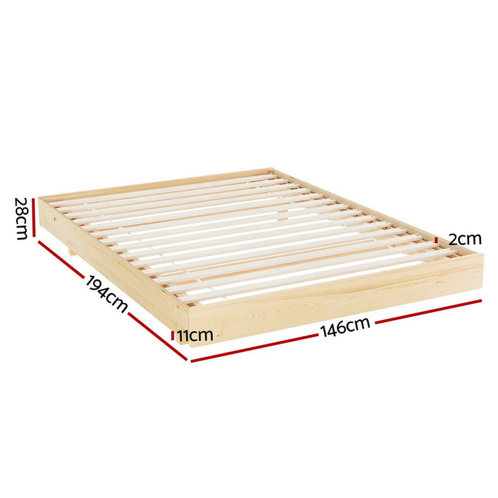 P&F SkyWay Bed Frame Double Size Floating Wooden Mattress Base Platform Timber Oden