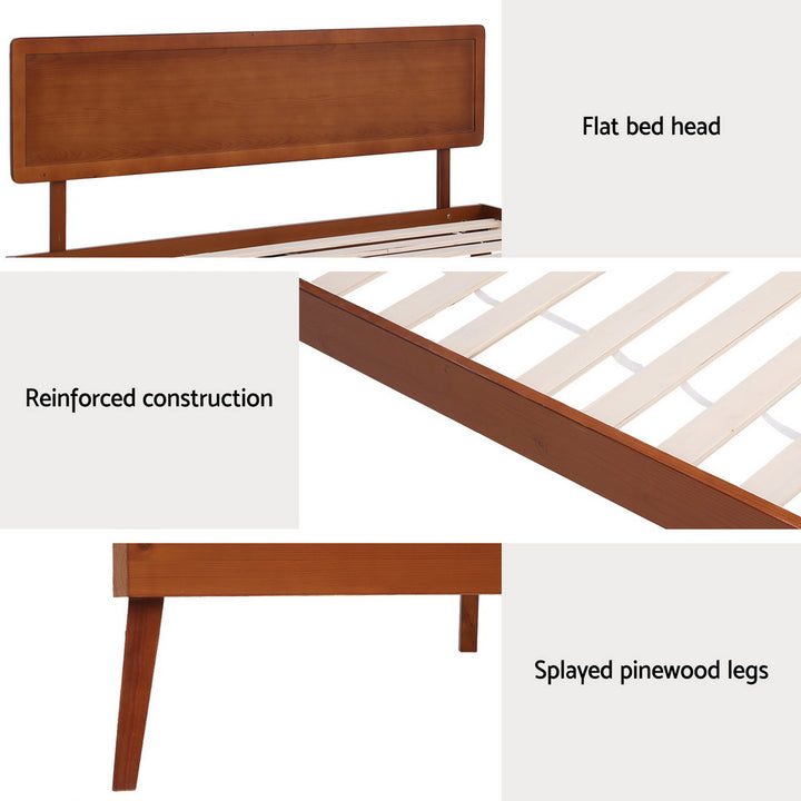 P&F SkyWay Bed Frame Single Size Wooden Bed Base Walnut SPLAY