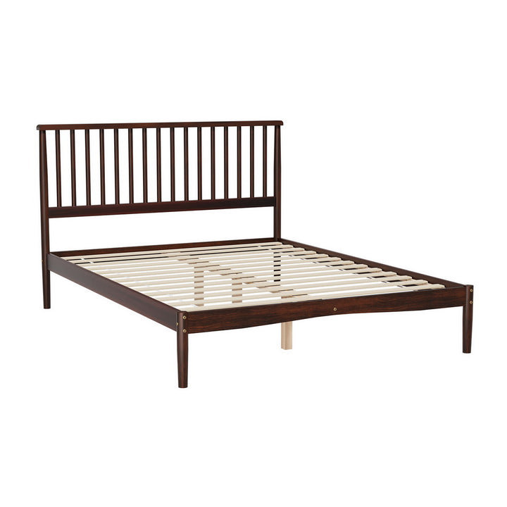 P&F DreamStyle Double Size Bed Wooden Base Timber Walnut