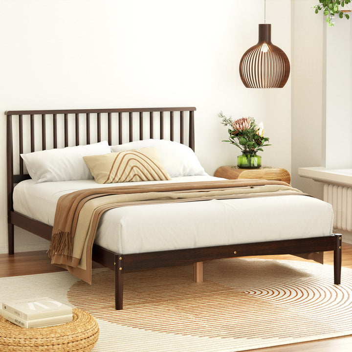 P&F DreamStyle Double Size Bed Wooden Base Timber Walnut