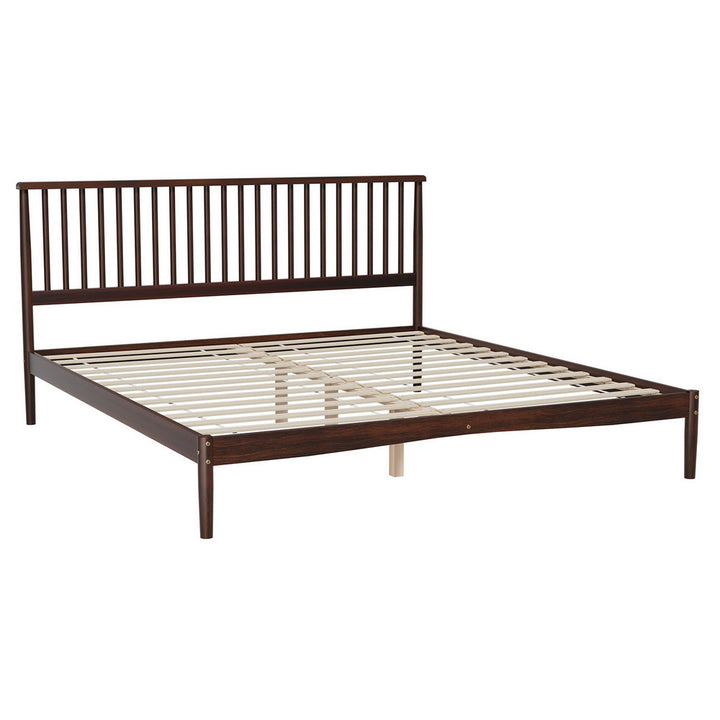 P&F DreamStyle Bed King Size Wooden Base Mattress Platform Timber Walnut