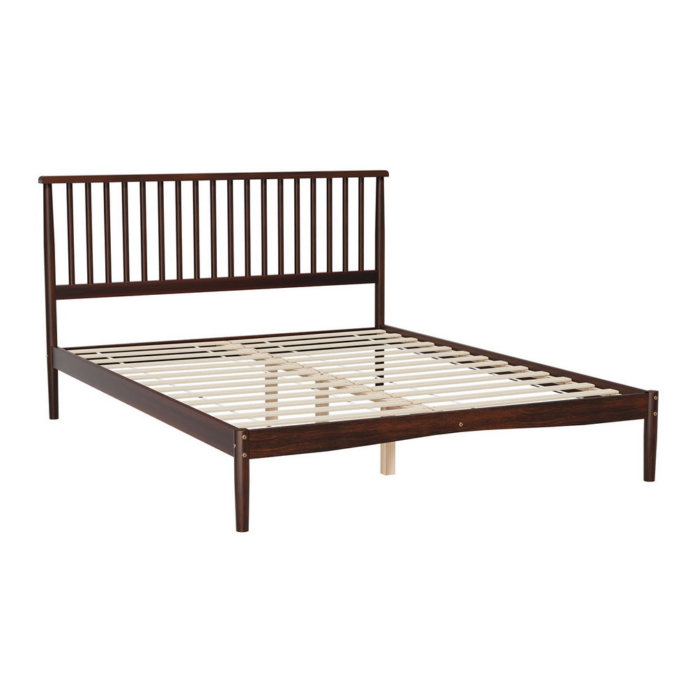 P&F DreamStyle Queen Size Bed Wooden Base Timber Walnut