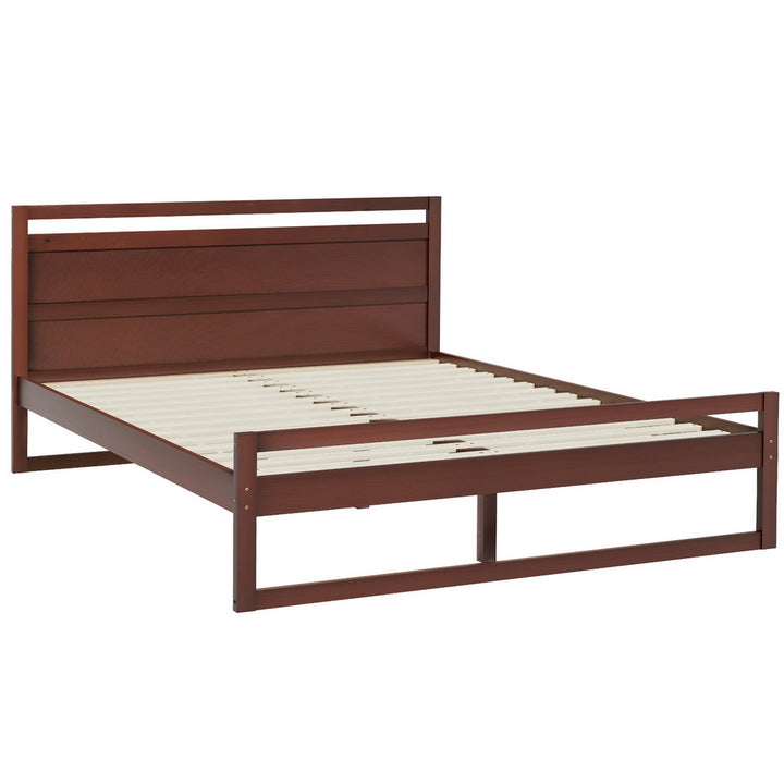P&F SkyWay Bed Frame Double Size Wooden Walnut WITTON