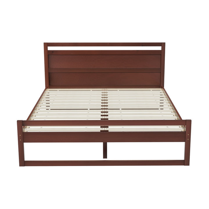 P&F SkyWay Bed Frame Double Size Wooden Walnut WITTON