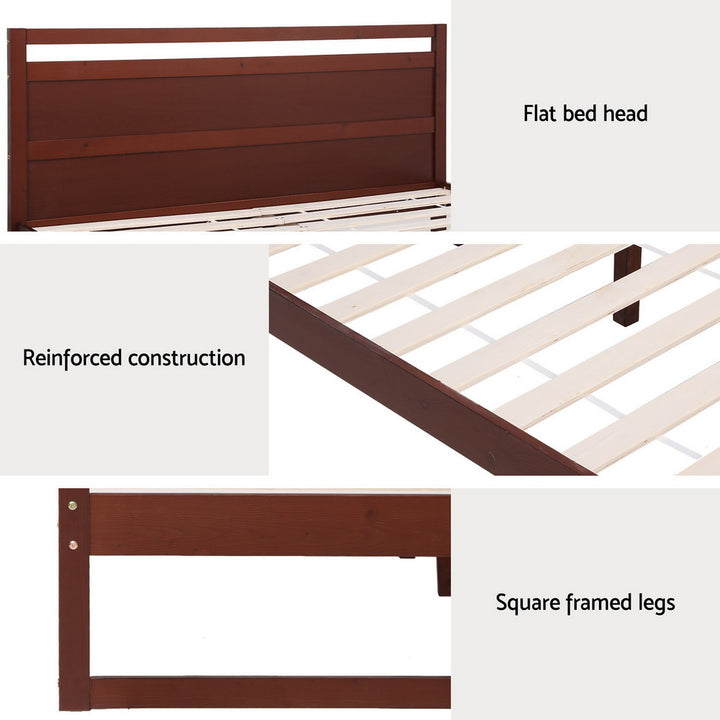 P&F SkyWay Bed Frame Double Size Wooden Walnut WITTON