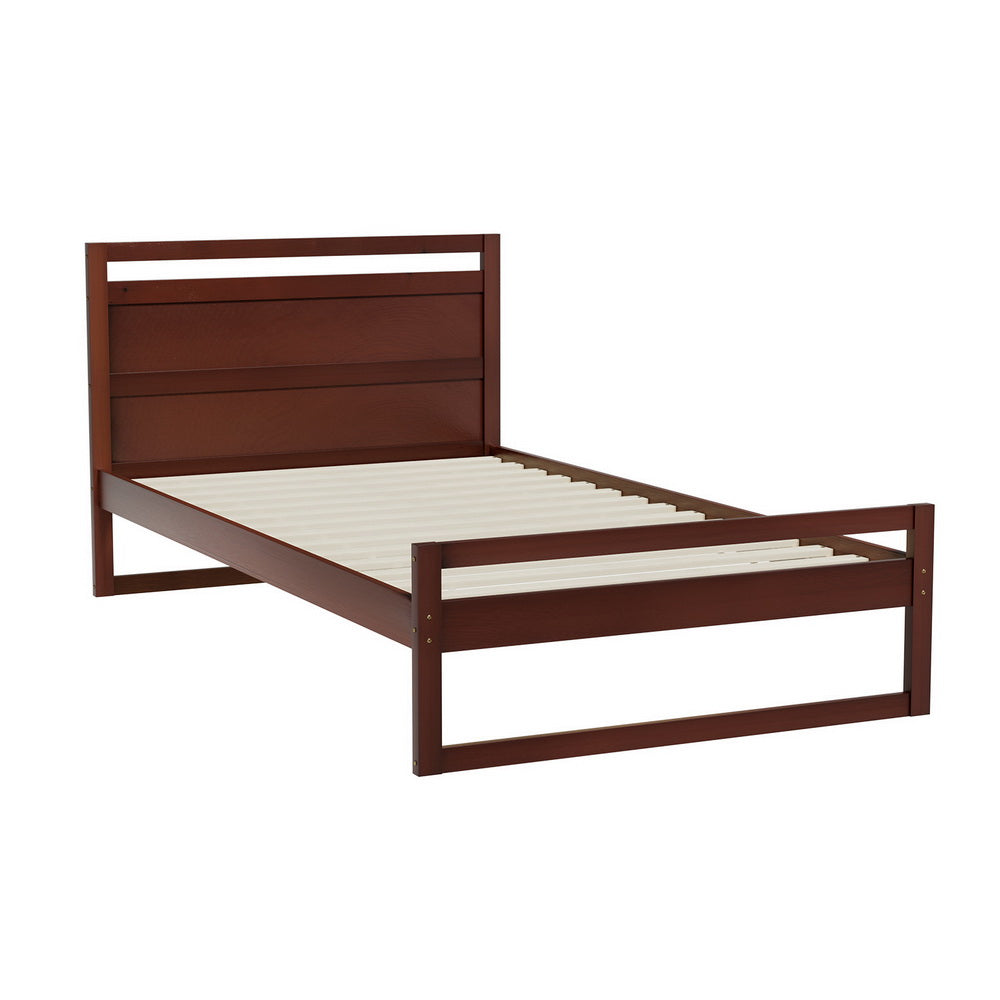 P&F BohoNest Witton Bed Frame King Single Size Wooden Walnut