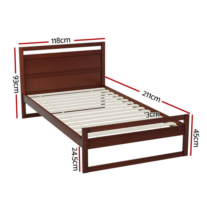 P&F BohoNest Witton Bed Frame King Single Size Wooden Walnut