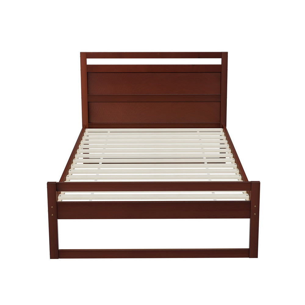 P&F BohoNest Witton Bed Frame King Single Size Wooden Walnut