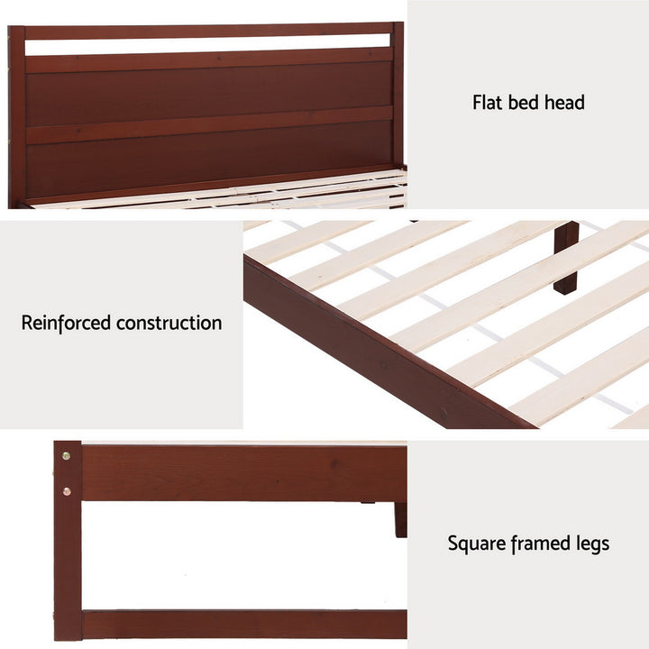 P&F BohoNest Witton Bed Frame King Single Size Wooden Walnut