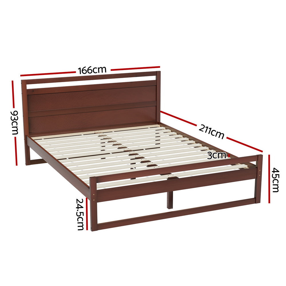 P&F SkyWay Bed Frame Queen Size Wooden Walnut WITTON