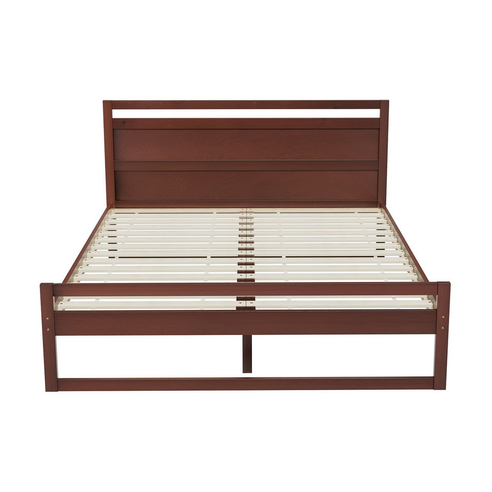 P&F SkyWay Bed Frame Queen Size Wooden Walnut WITTON