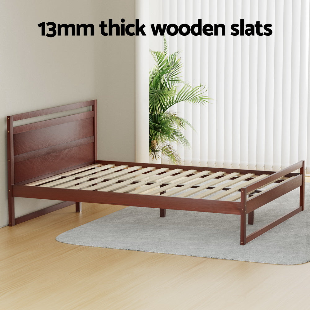 P&F SkyWay Bed Frame Queen Size Wooden Walnut WITTON