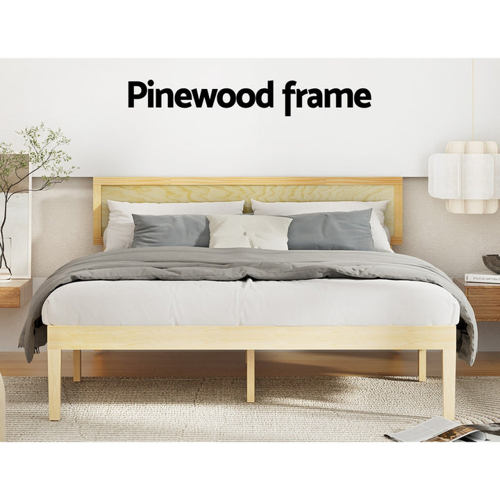 P&F BohoNest Bed Frame Double Size Wooden Base Timber Pine