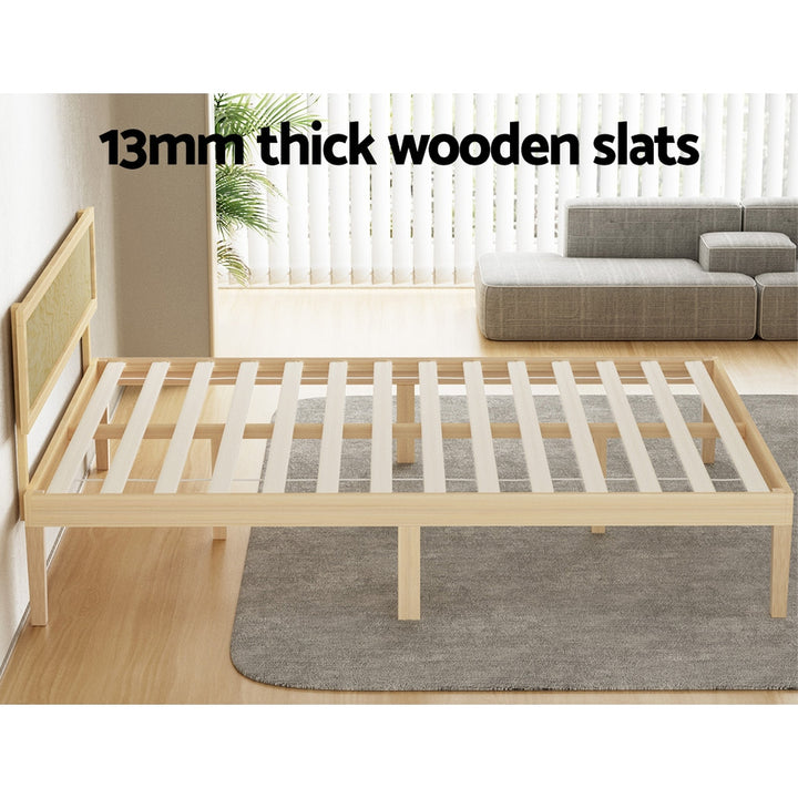 P&F BohoNest Bed Frame Double Size Wooden Base Timber Pine