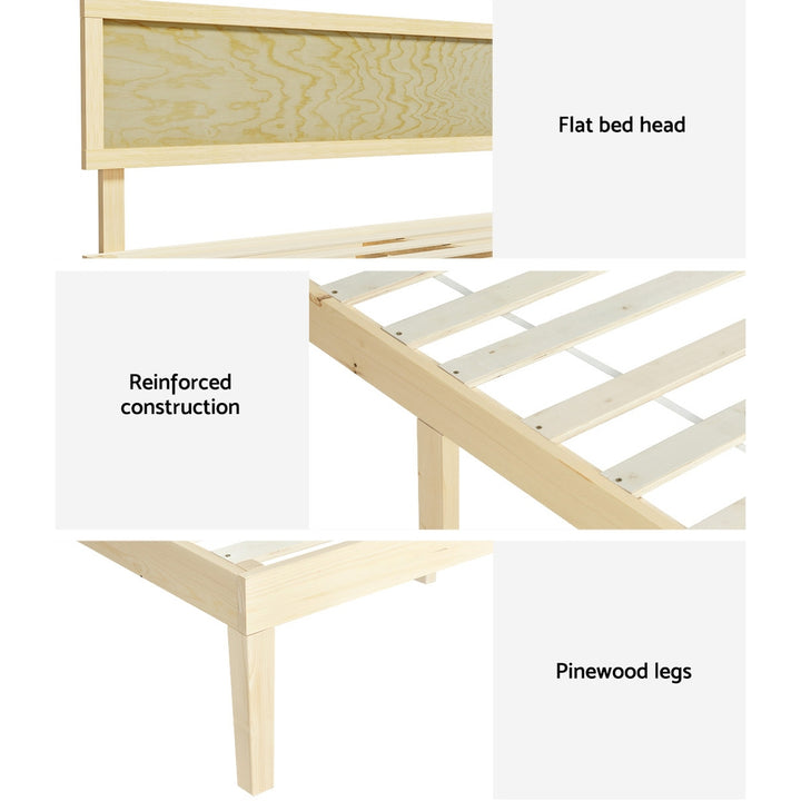 P&F BohoNest Bed Frame Double Size Wooden Base Timber Pine