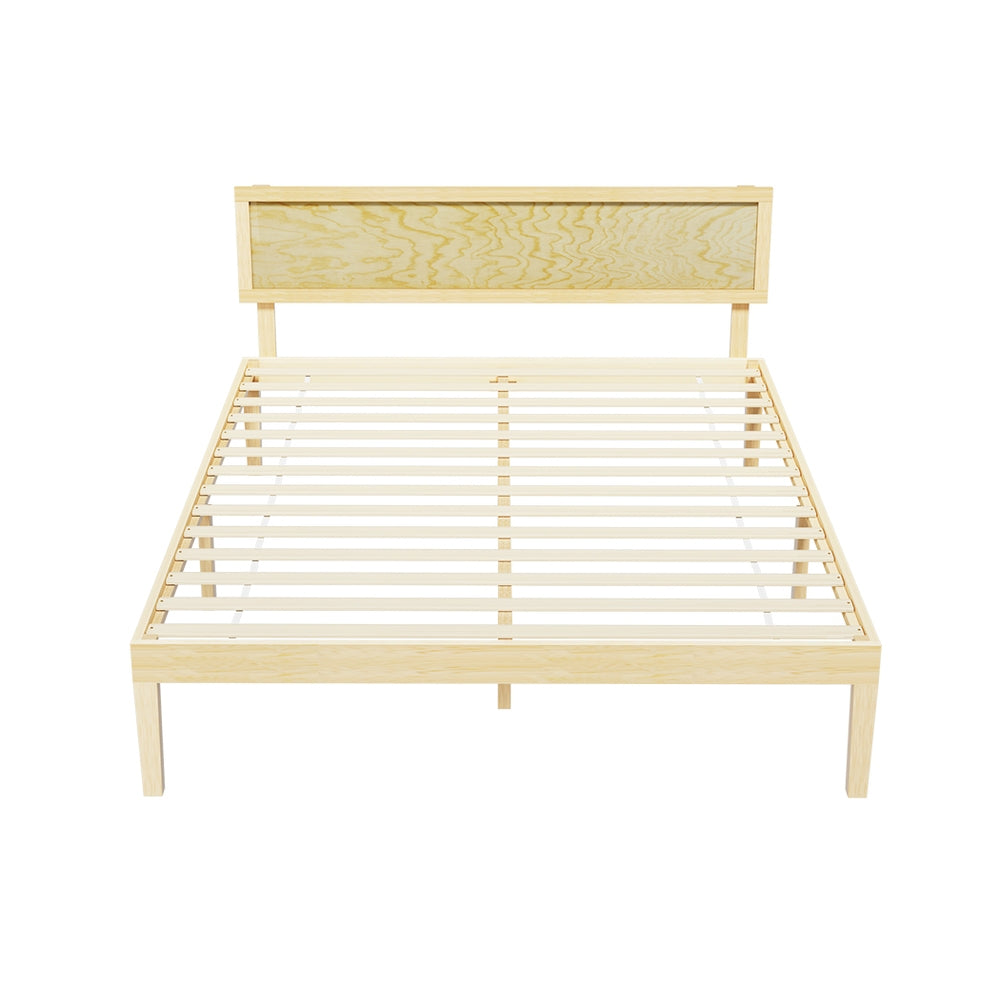 P&F BohoNest Bed Frame Queen Size Wooden Base Mattress Platform Timber Pine Tsumi